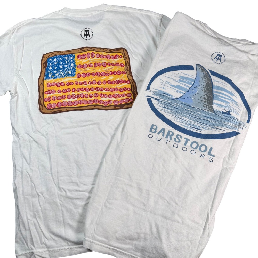 Comfort Colors Barstool Sports Pocket T-Shirt Lot Men M White One Bite Outdoors